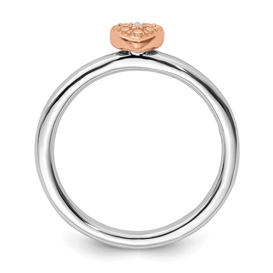 Buy Stylish Diamond Heart Ring in .85mm Sterling Silver & Rose Gold Plating