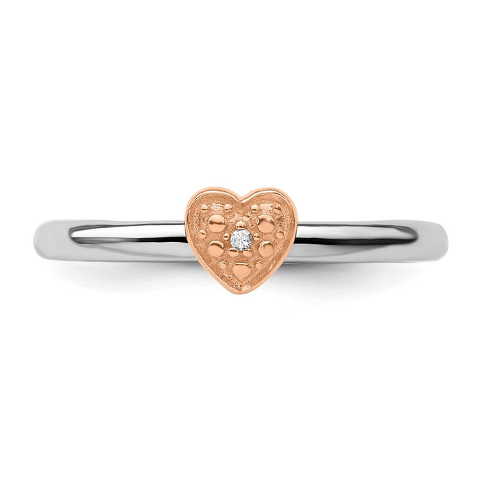 Designer Stackable Expressions Diamond Heart Ring - 14K Rose Gold Plated, Stylish Value-4