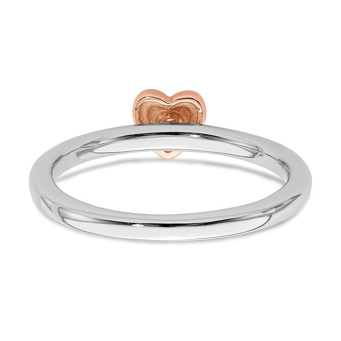 Buy Stylish Diamond Heart Ring in .85mm Sterling Silver & Rose Gold Plating-5