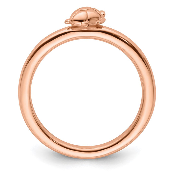 Shop Stylish Pink-Plated Turtle Ring in Sterling Silver - Stackable 7mm Design-2