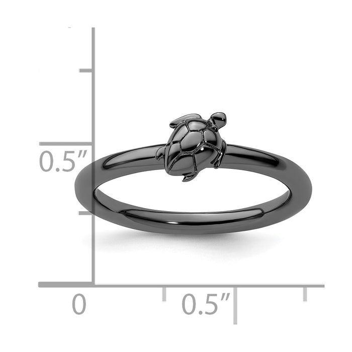 Shop Stylish Black-Plated Sterling Silver Stackable Turtle Ring - Unique Design-5