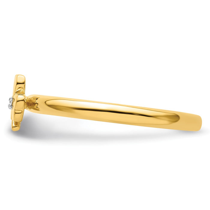 Exclusive Yellow-Plated Sterling Silver Stackable Clover Ring with Diamond Accent - Affordable Luxury-3