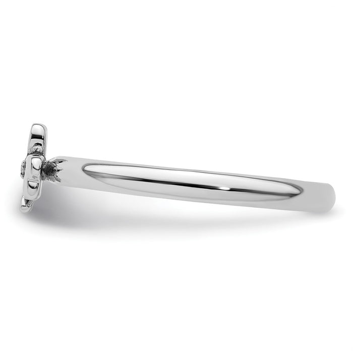 Shop Stylish Rhodium-Plated Sterling Silver Diamond Clover Ring - 1.5mm-3