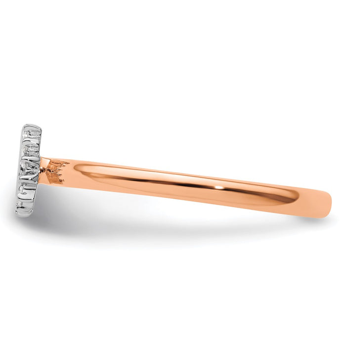 Buy Stylish Pink-Plated Sterling Silver Stackable Horseshoe Ring with Diamond Accent-3