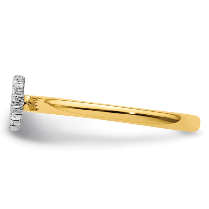 Shop Stylish Yellow-Plated Sterling Silver Horseshoe Ring with Diamond Accent-3