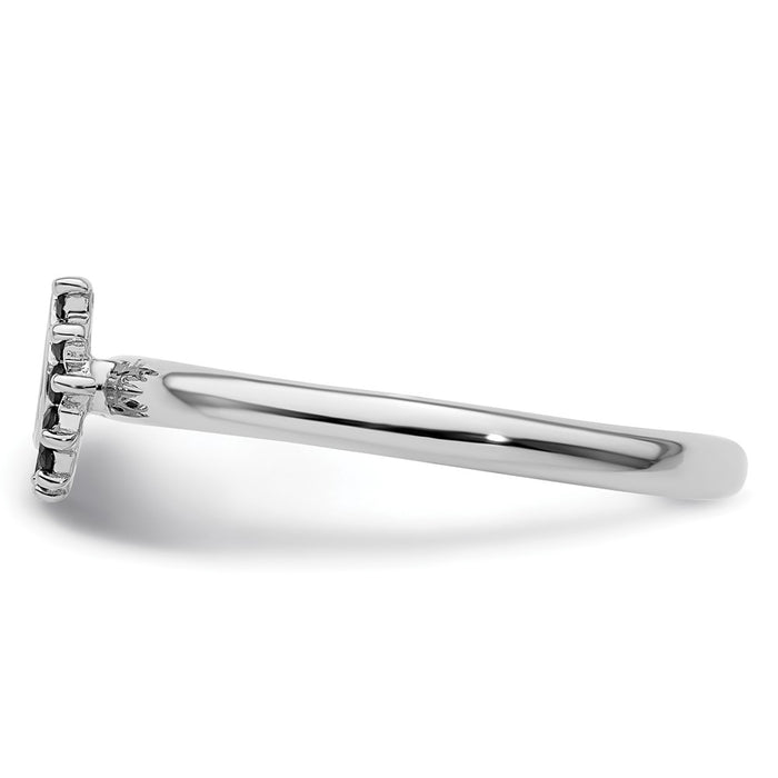 Shop Stylish Rhodium-Plated Sterling Silver Stackable Horseshoe Ring w/ Black Diamonds - 14K Luxury Design-3