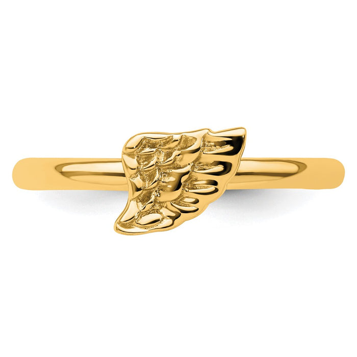 Exclusive Yellow-Plated Sterling Silver Stackable Angel Wing Ring - Stylish Design-4