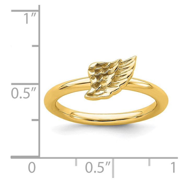 Exclusive Yellow-Plated Sterling Silver Stackable Angel Wing Ring - Stylish Value-5