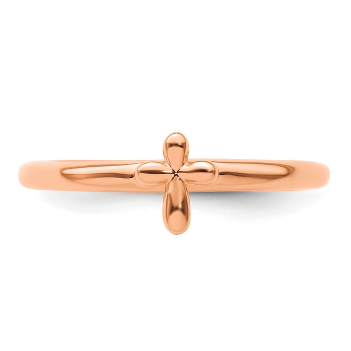 Buy Stylish Rose Gold-Plated Cross Ring in Sterling Silver - Stackable, Affordable-4