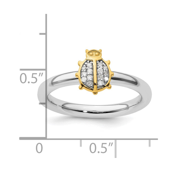 Shop Stylish Gold-Plated Ladybug Ring in Sterling Silver - Stackable Collection-5