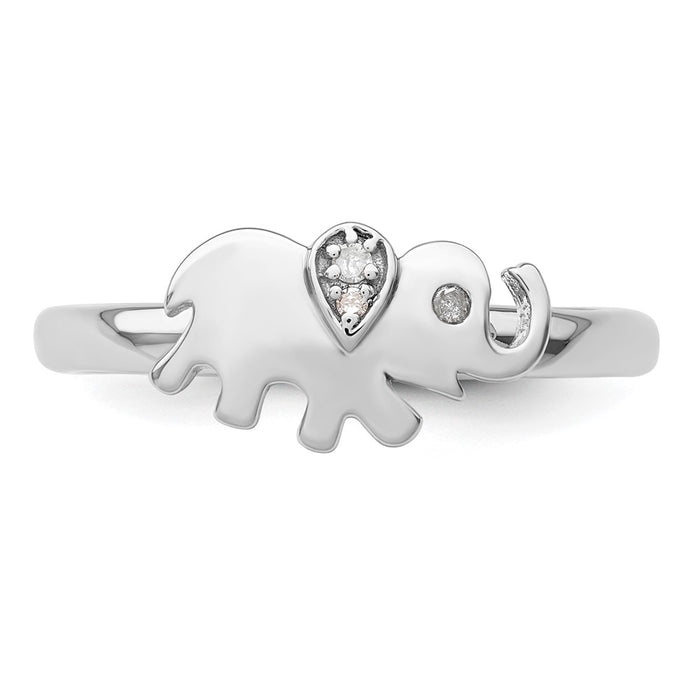 Exclusive Sterling Silver Elephant Diamond Stackable Ring - Stylish Design-4