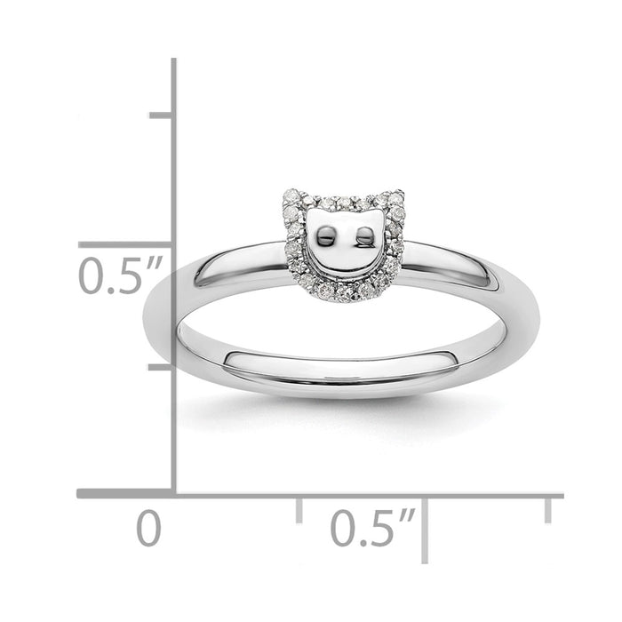 Shop Exclusive Sterling Silver Stackable Cat Diamond Ring | Affordable Luxury-5