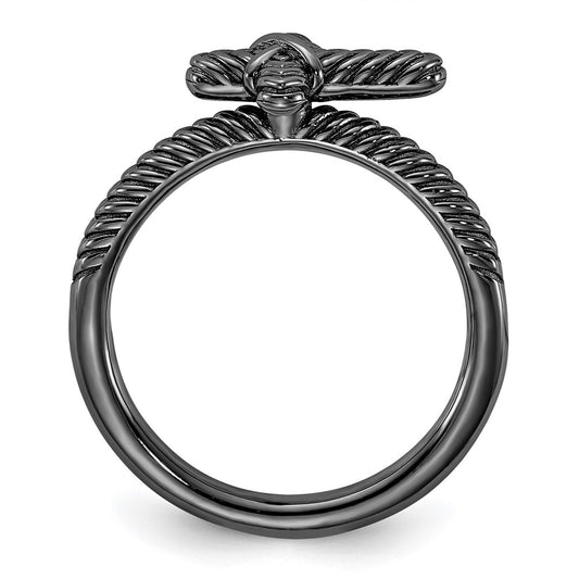 Buy Stylish Textured Black Rhodium Cross Ring in Sterling Silver - 14K Gold Finish, Affordable Price