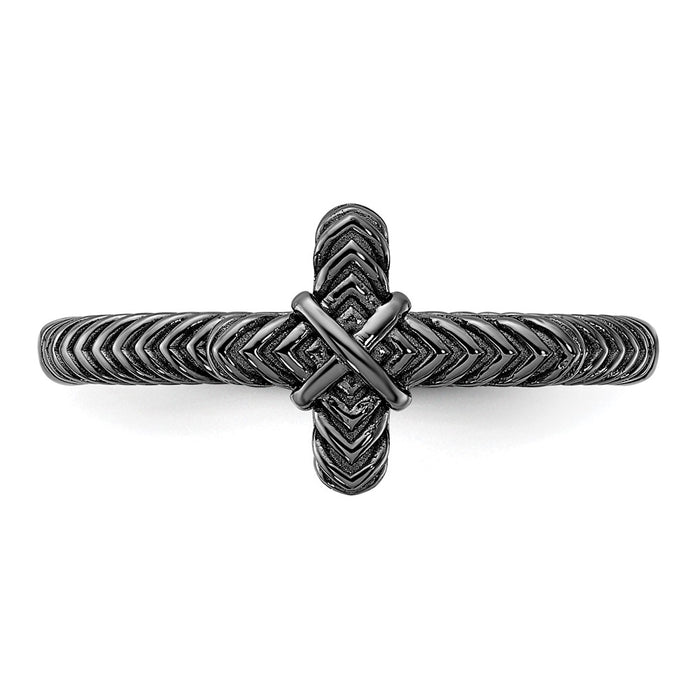 Buy Stylish Textured Black Rhodium Cross Ring in Sterling Silver  - 14K Luxury-4