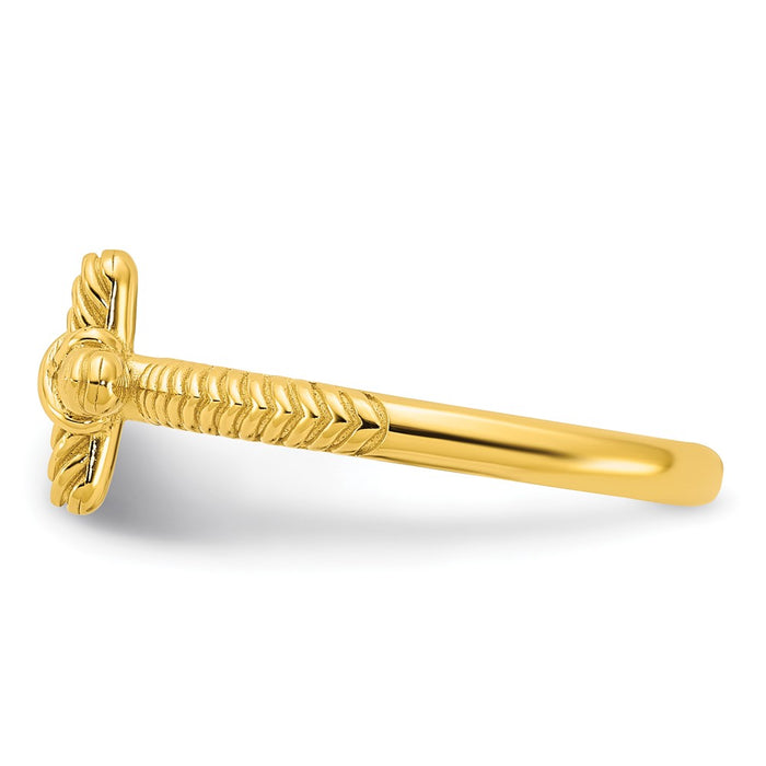 Shop Stylish Gold-Plated Textured Cross Ring in Sterling Silver - 14K Luxury-3