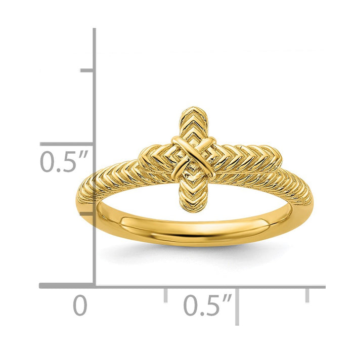 Shop Stylish Gold-Plated Textured Cross Ring - Stackable Sterling Silver Design-5