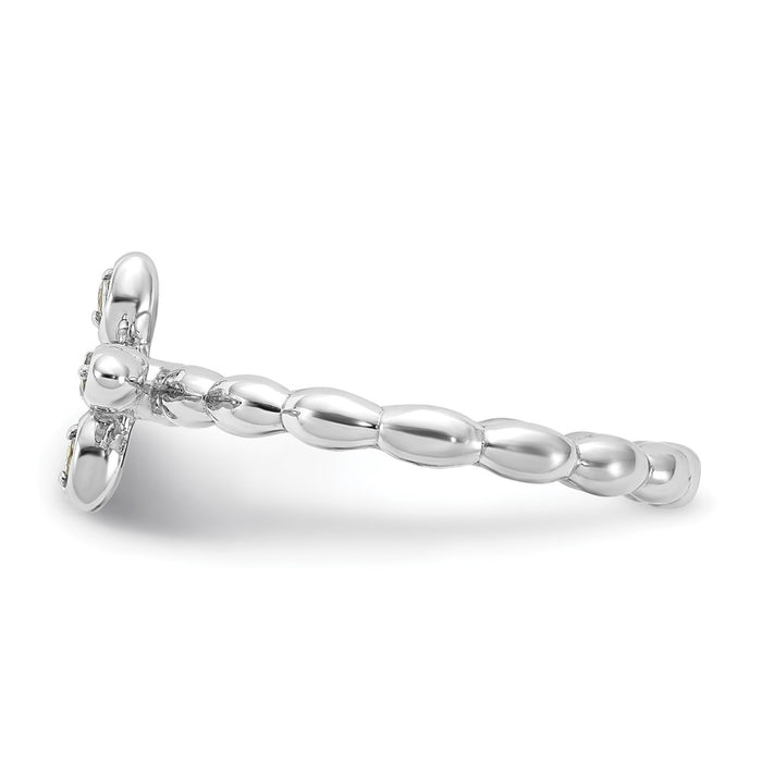 Exclusive Rhodium-Plated Aquamarine Cross Ring - Stylish Sterling Silver Stackable-3