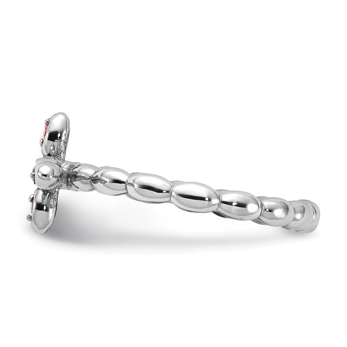 Shop Stylish Rhodium-Plated Sterling Silver Stackable Cross Ring, 14K Gold, Pink Tourmaline-3