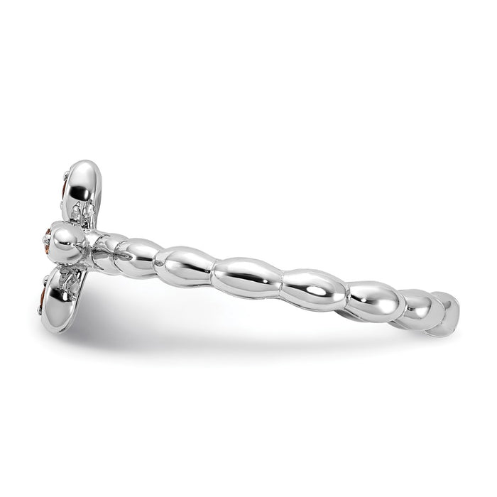 Exclusive Rhodium-Plated Citrine Cross Ring in Sterling Silver - Stylish Value!-3