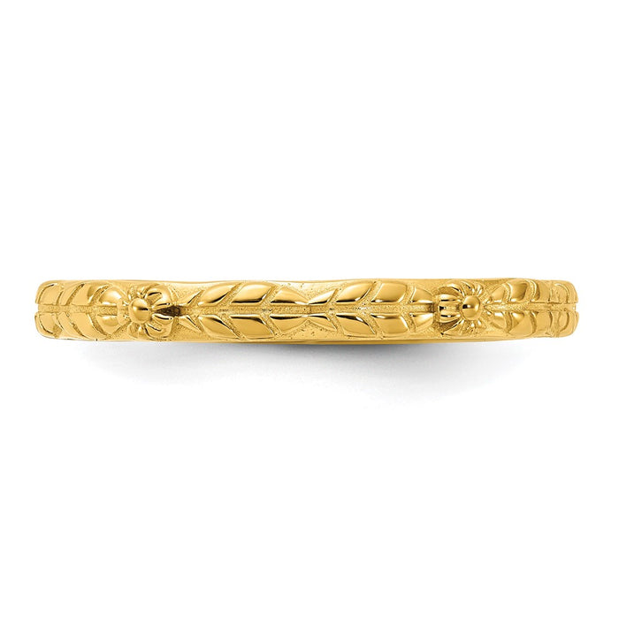 Shop Stylish Gold-Plated Textured Flower Ring in Sterling Silver - Stackable Expressions Collection-3