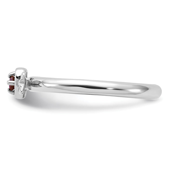 Shop Stylish Rhodium-Plated Garnet Heart & Arrow Stackable Ring in Silver-3