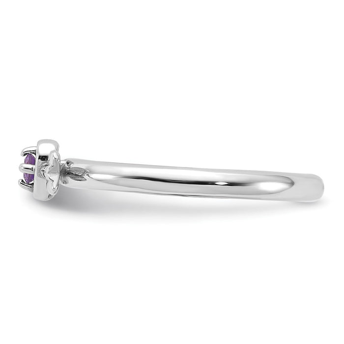 Buy Stylish Rhodium-Plated Sterling Silver Amethyst Heart & Arrow Ring - 14K Value!-3