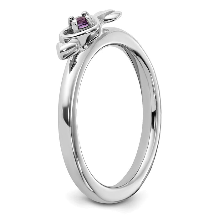 Buy Stylish Rhodium-Plated Sterling Silver Amethyst Heart & Arrow Ring - 14K Value!-5