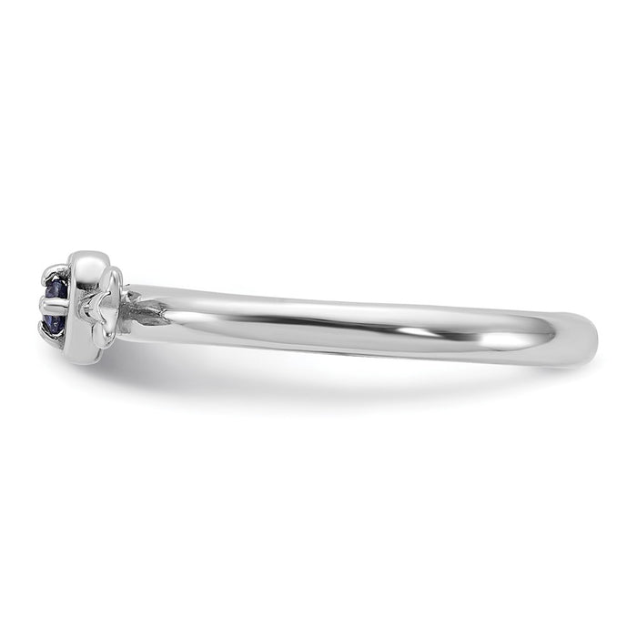 Shop Stylish Rhodium-Plated Sterling Silver Stackable Heart Ring - Affordable Gemstone Design-3