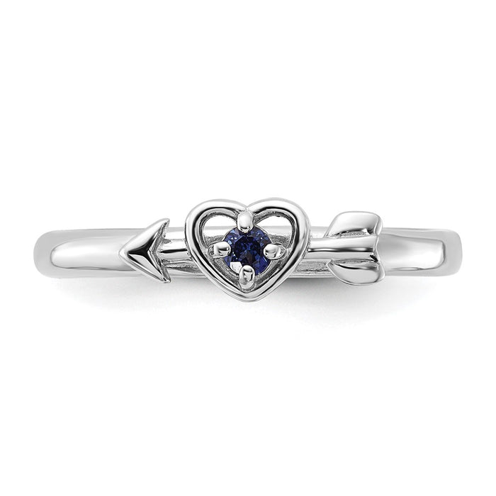Shop Stylish Rhodium-Plated Sterling Silver Stackable Heart Ring - Affordable Gemstone Design-4