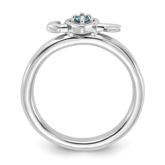 Shop Stylish Rhodium-Plated Sterling Silver Heart Ring with Blue Topaz Accent