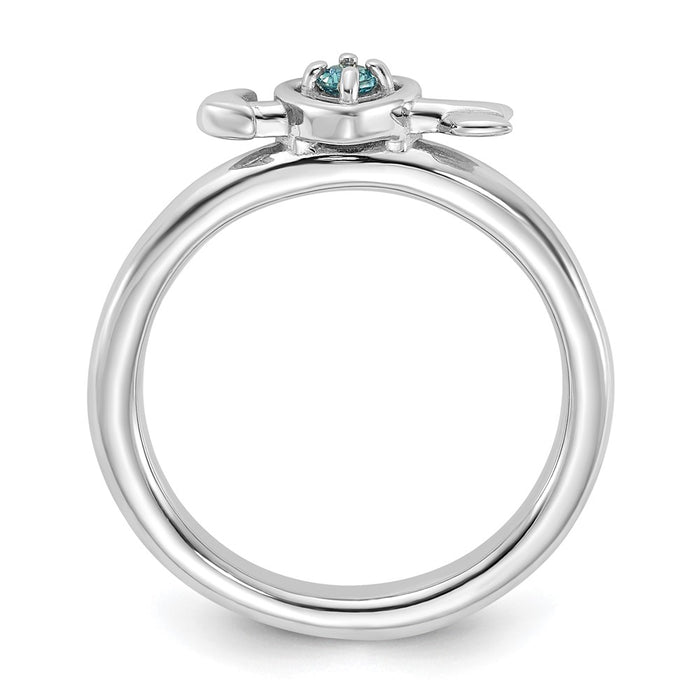 Exclusive Rhodium-Plated Sterling Silver Heart Ring with Blue Topaz - Stylish Value!-2