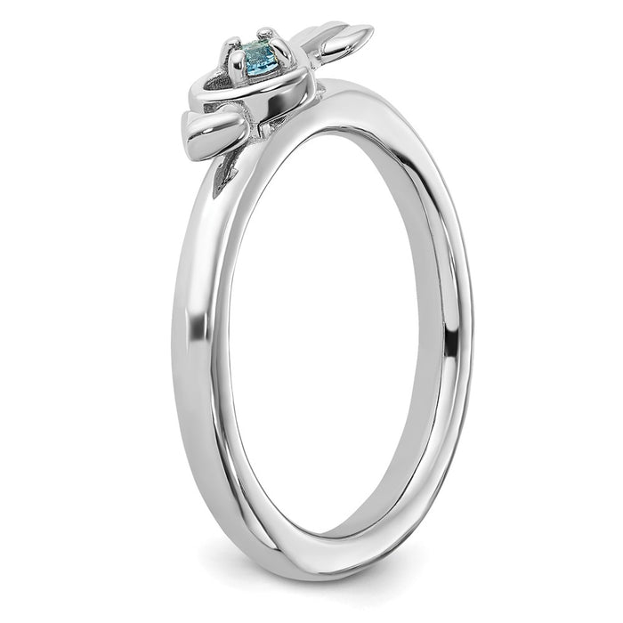 Shop Stylish Rhodium-Plated Sterling Silver Heart Ring with Blue Topaz Accent-5