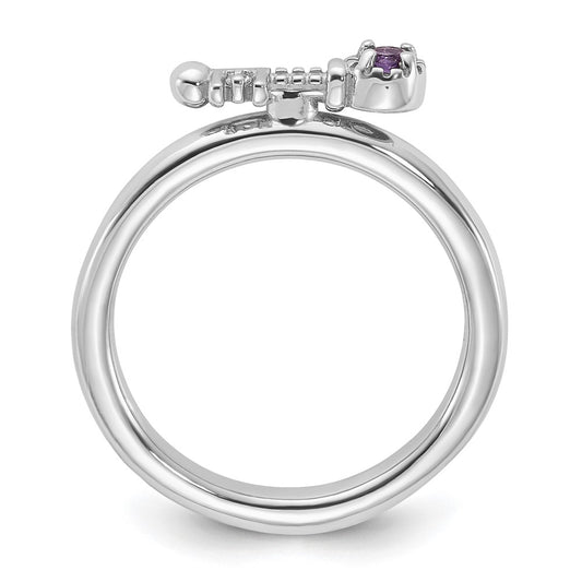 Buy Stylish Rhodium-Plated Silver Key Ring with Amethyst & Topaz Accents