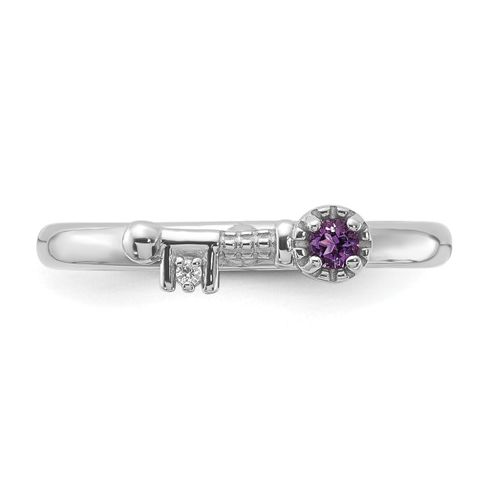 Exclusive Rhodium-Plated Sterling Silver Key Ring with Amethyst & Topaz-4
