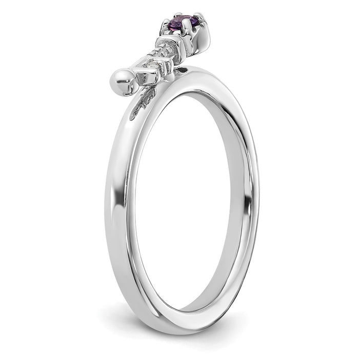 Buy Stylish Rhodium-Plated Silver Key Ring with Amethyst & Topaz Accents-5