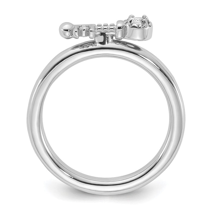 Exclusive Rhodium-Plated Sterling Silver Stackable Key Ring with White Topaz - Stylish Value!-2