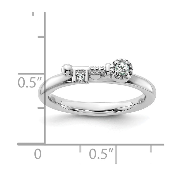 Buy Stylish Rhodium-Plated Sterling Silver Stackable Key Ring with White Topaz Accents-5