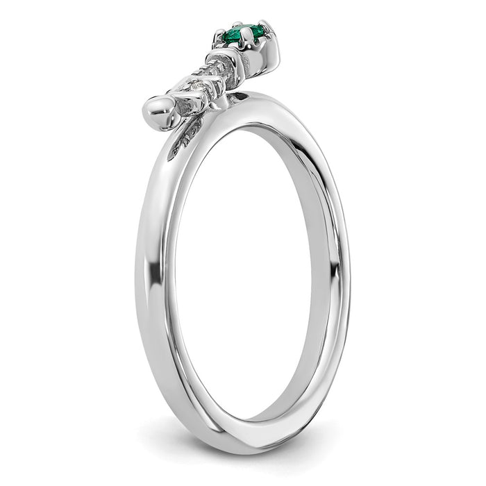 Exclusive Rhodium-Plated Sterling Silver Key Ring | Stylish Created Emerald & Topaz-5