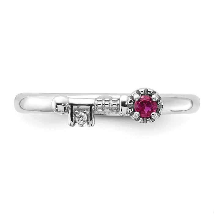 Exclusive Rhodium-Plated Sterling Silver Key Ring with Ruby & Topaz Accents-4