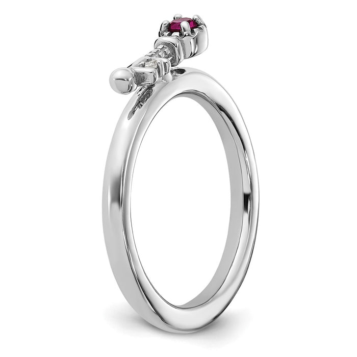 Shop Stylish Rhodium-Plated Sterling Silver Key Ring with Ruby & Topaz Accents-5