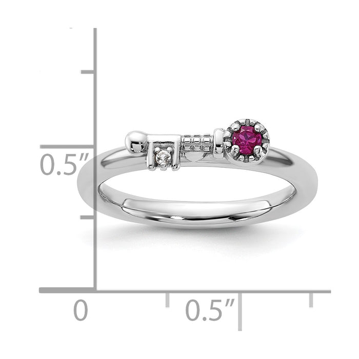 Exclusive Rhodium-Plated Sterling Silver Key Ring, Stylish Ruby & Topaz Accents-5