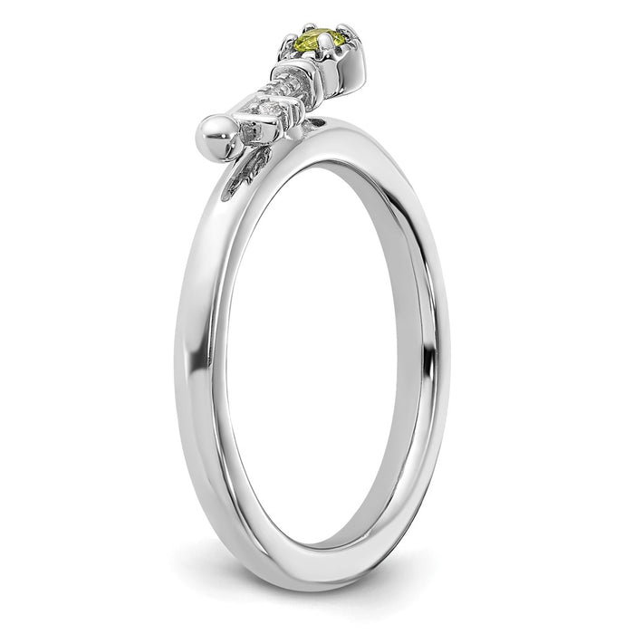 Shop Stylish Rhodium-Plated Sterling Silver Stackable Key Ring, 2.5" with Peridot & White Topaz-5