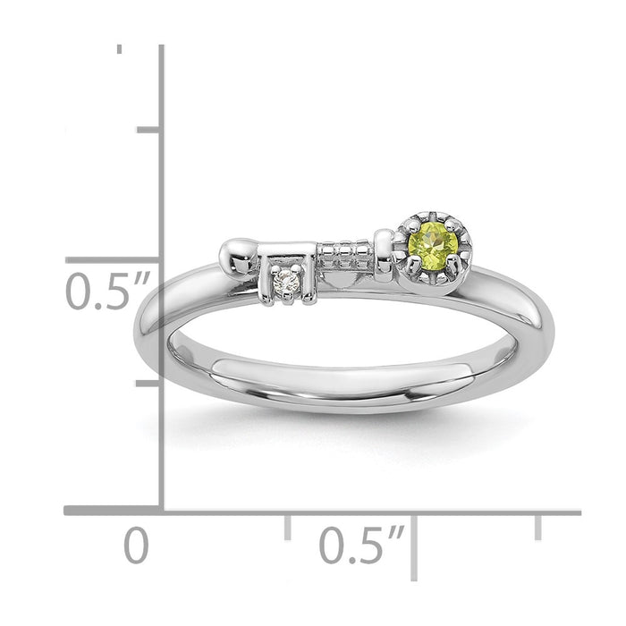 Buy Stylish Rhodium-Plated Sterling Silver Stackable Key Ring, Peridot & Topaz-5