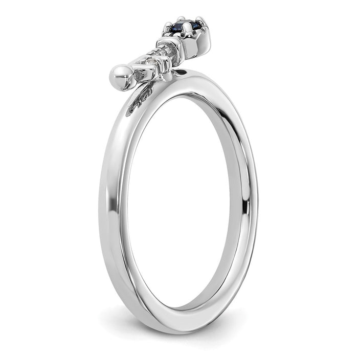 Exclusive Rhodium-Plated Sterling Silver Stackable Key Ring with Gem Accents-5