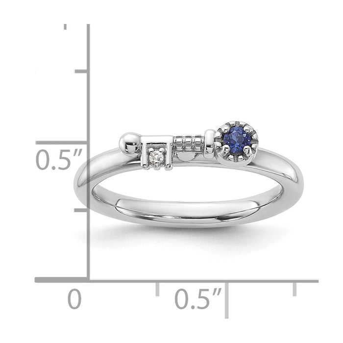 Shop Stylish Rhodium-Plated Sterling Silver Key Ring with Created Sapphire & Topaz-5