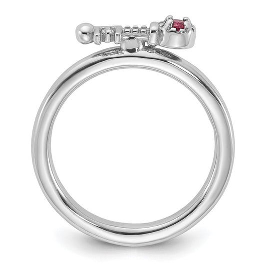 Exclusive Rhodium-Plated Sterling Silver Key Ring with Pink Tourmaline, Stylish Design