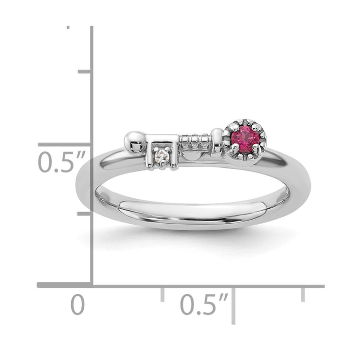 High-Quality Rhodium-Plated Sterling Silver Key Ring with Pink Tourmaline & Topaz-5