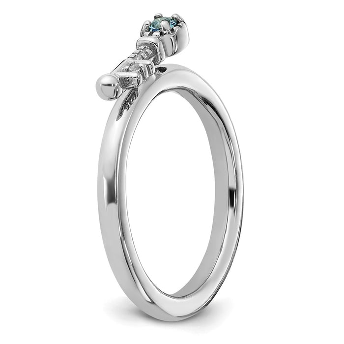 Buy Stylish Rhodium-Plated Sterling Silver Key Ring with Blue & White Topaz-6