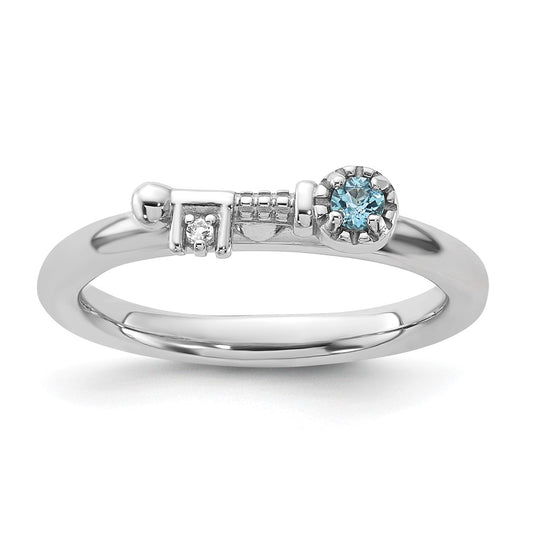 Shop Stylish Rhodium-Plated Sterling Silver Key Ring with Topaz Accents