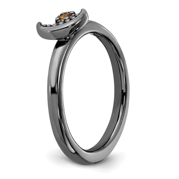 Shop Stylish Sterling Silver Stackable Moon Ring with Citrine Accent, 14K Gold-5